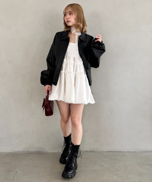 Loueme（ルエム）の「バルーンティアードキャミワンピース（ワンピース・レディース・ブラック/ホワイト・FREE）」の12枚目の写真