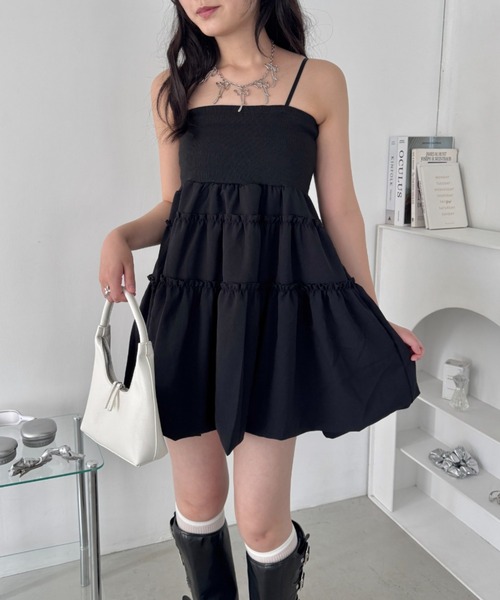 Loueme（ルエム）の「バルーンティアードキャミワンピース（ワンピース・レディース・ブラック/ホワイト・FREE）」の20枚目の写真