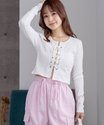 clear | フロントレースアップリブカットソー≪2024SS新作≫(Tシャツ/カットソー)