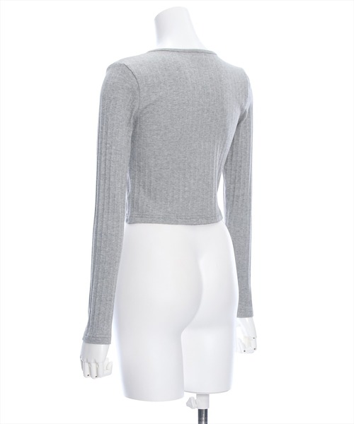 clear（クリア）の「フロントレースアップリブカットソー≪2024SS新作≫（Tシャツ/カットソー・レディース・ブラック/オフホワイト/グリーン/杢グレー/サックスブルー・F）」の8枚目の写真