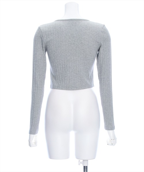 clear（クリア）の「フロントレースアップリブカットソー≪2024SS新作≫（Tシャツ/カットソー・レディース・ブラック/オフホワイト/グリーン/杢グレー/サックスブルー・F）」の9枚目の写真