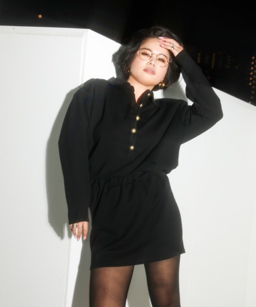 WONEM（ウォンエム）の「ヴィンテージパワショルミニワンピース（ワンピース・レディース・グレー/ブラック・FREE）」の3枚目の写真