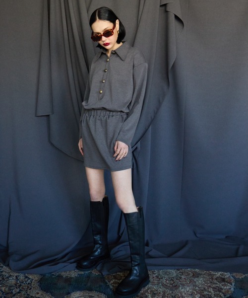 WONEM（ウォンエム）の「ヴィンテージパワショルミニワンピース（ワンピース・レディース・グレー/ブラック・FREE）」の22枚目の写真