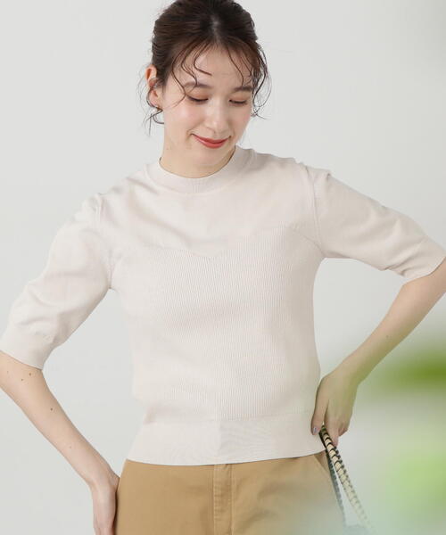 N.（N. Natural Beauty Basic）（エヌエヌナチュラルビューティーベーシック）の「◆ビオグレースアイレットビスチェ切替ニット（ニット/セーター・レディース・イエロー/オフホワイト/ブルー/ブラック・MEDIUM）」の13枚目の写真