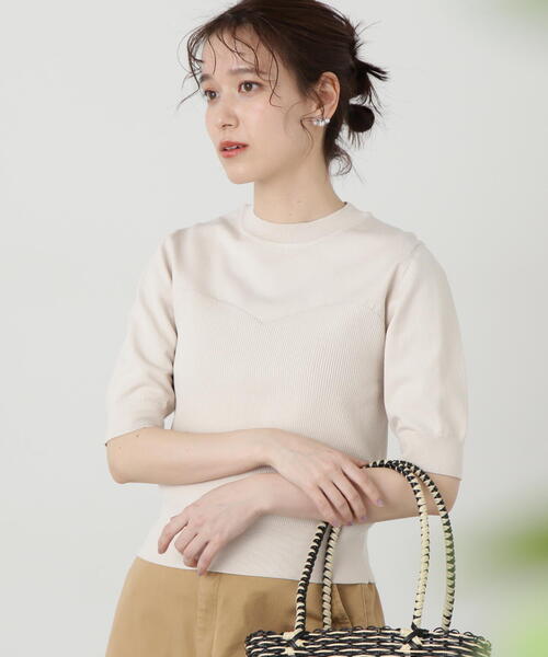 N.（N. Natural Beauty Basic）（エヌエヌナチュラルビューティーベーシック）の「◆ビオグレースアイレットビスチェ切替ニット（ニット/セーター・レディース・イエロー/オフホワイト/ブルー/ブラック・MEDIUM）」の14枚目の写真