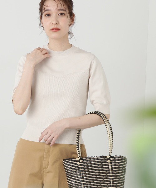 N.（N. Natural Beauty Basic）（エヌエヌナチュラルビューティーベーシック）の「◆ビオグレースアイレットビスチェ切替ニット（ニット/セーター・レディース・イエロー/オフホワイト/ブルー/ブラック・MEDIUM）」の2枚目の写真