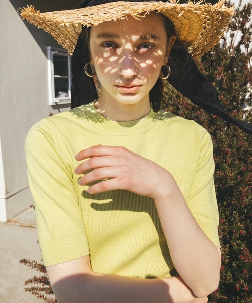 N.（N. Natural Beauty Basic）（エヌエヌナチュラルビューティーベーシック）の「◆ビオグレースアイレットビスチェ切替ニット（ニット/セーター・レディース・イエロー/オフホワイト/ブルー/ブラック・MEDIUM）」の4枚目の写真