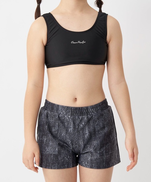 Ocean Pacific(オーシャンパシフィック)の「【OP/オーピー】キッズ水着3点セット Tシャツ付き ブラトップ ボードショーツ スクール水着 水陸両用(水着・キッズ・ブラック/オフホワイト・130/140/150/160/170)」の8枚目の写真