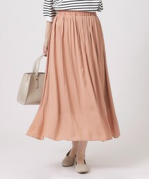 DRESKIP | 【無理せずキレイ/ロングシーズン活躍】女性らしく上品な サテンギャザースカート(スカート)