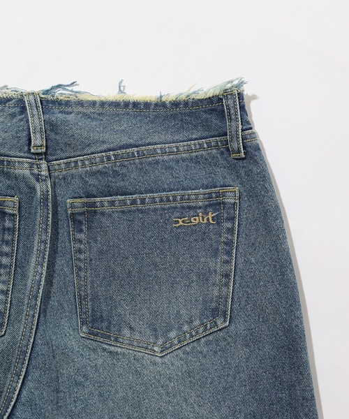 X-girl（エックスガール）の「RIPPED DENIM PANTS（デニムパンツ・レディース・ブラック/ライトインディゴブルー・S/M）」の17枚目の写真