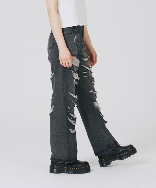 未使用 X-girl RIPPED DENIM PANTS M ブラック デニム X-girl（エックスガール）の「RIPPED DENIM PANTS（デニムパンツ