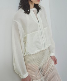 クロップドシアーメッシュブルゾン