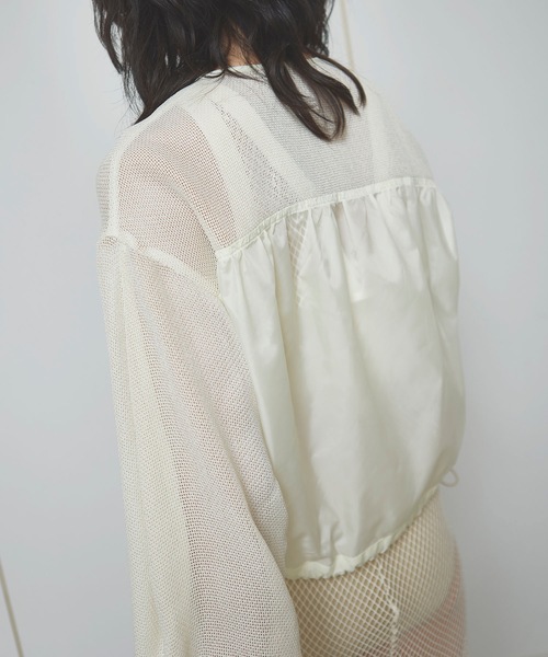 TENTO（テント）の「クロップドシアーメッシュブルゾン（ブルゾン・レディース・ブラック/アイボリー・FREE）」の3枚目の写真