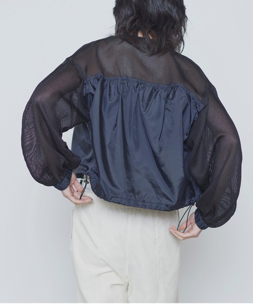 TENTO（テント）の「クロップドシアーメッシュブルゾン（ブルゾン・レディース・ブラック/アイボリー・FREE）」の10枚目の写真