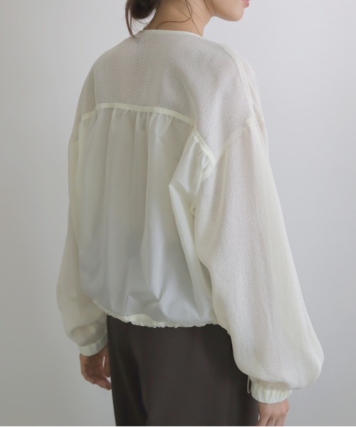 TENTO（テント）の「クロップドシアーメッシュブルゾン（ブルゾン・レディース・ブラック/アイボリー・FREE）」の8枚目の写真