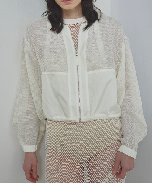 TENTO（テント）の「クロップドシアーメッシュブルゾン（ブルゾン・レディース・ブラック/アイボリー・FREE）」の15枚目の写真