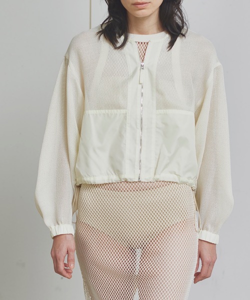 TENTO（テント）の「クロップドシアーメッシュブルゾン（ブルゾン・レディース・ブラック/アイボリー・FREE）」の14枚目の写真
