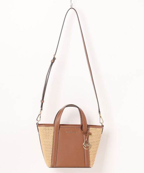 【Michael kors】ハンドクロシェ ストロー トート スモール JORDI(ジョルディー) ハンドクロシェ & レザー トート スモール