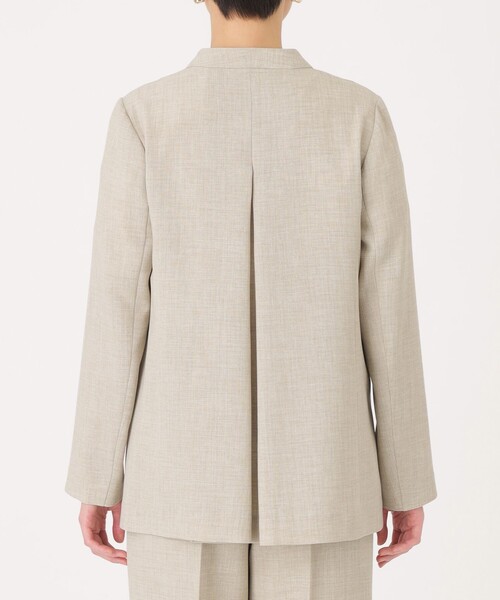 CAST:（キャストコロン）の「【洗える/セットアップ】リネンライクノーカラージャケット（ノーカラージャケット・レディース・オフホワイト/ネイビー/ベージュ・S/M）」の12枚目の写真