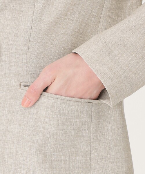 CAST:（キャストコロン）の「【洗える/セットアップ】リネンライクノーカラージャケット（ノーカラージャケット・レディース・オフホワイト/ネイビー/ベージュ・S/M）」の14枚目の写真