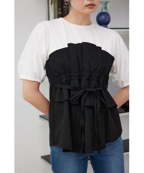 AZUL by moussy(アズールバイマウジー)の「ビスチェレイヤードトップス(Tシャツ/カットソー・レディース・グリーン系その他2/ベージュ系その他/ブラック系その他/グレー系その他・SMALL/MEDIUM)」の5枚目の写真