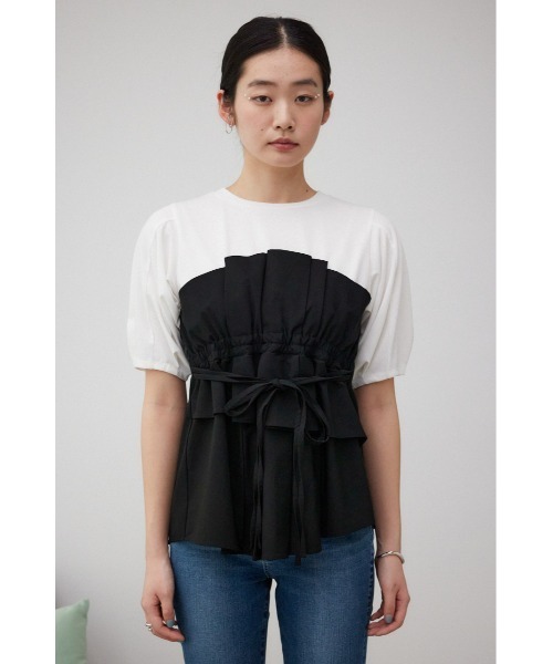 AZUL by moussy(アズールバイマウジー)の「ビスチェレイヤードトップス(Tシャツ/カットソー・レディース・グリーン系その他2/ベージュ系その他/ブラック系その他/グレー系その他・SMALL/MEDIUM)」の8枚目の写真
