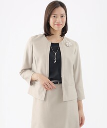 TRANS WORK（トランスワーク）の「【美シリーズ】【セットアップ対応】【ウォッシャブル】リネンライクブッチャーノーカラージャケット（ノーカラージャケット）」