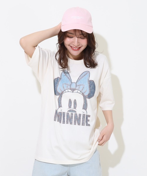 Disney(ディズニー)の「親子お揃い ディズニー デニム貼付風Tシャツ 9466A(Tシャツ/カットソー・レディース・ライトイエロー/ベビーピンク/ホワイト系1/ホワイト系2・S/M/L/XL)」の2枚目の写真