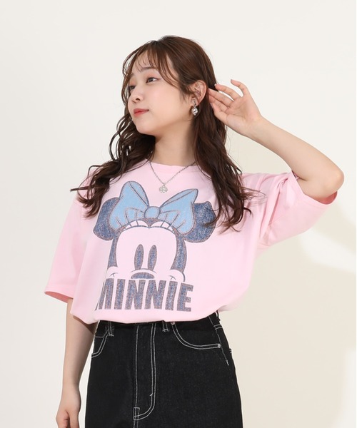Disney(ディズニー)の「親子お揃い ディズニー デニム貼付風Tシャツ 9466A(Tシャツ/カットソー・レディース・ライトイエロー/ベビーピンク/ホワイト系1/ホワイト系2・S/M/L/XL)」の4枚目の写真
