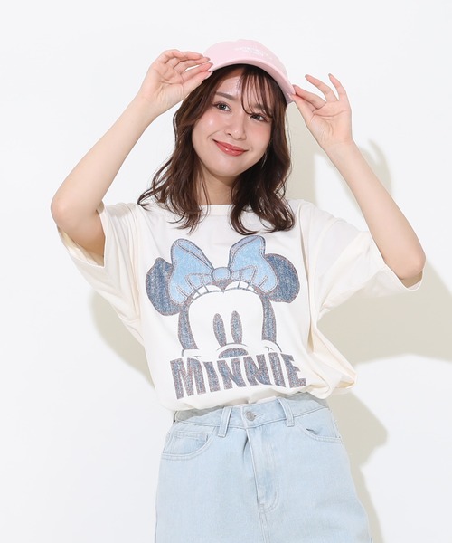 Disney(ディズニー)の「親子お揃い ディズニー デニム貼付風Tシャツ 9466A(Tシャツ/カットソー・レディース・ライトイエロー/ベビーピンク/ホワイト系1/ホワイト系2・S/M/L/XL)」の7枚目の写真