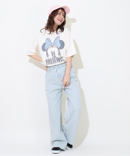 Disney(ディズニー)の「親子お揃い ディズニー デニム貼付風Tシャツ 9466A(Tシャツ/カットソー・レディース・ライトイエロー/ベビーピンク/ホワイト系1/ホワイト系2・S/M/L/XL)」の9枚目の写真