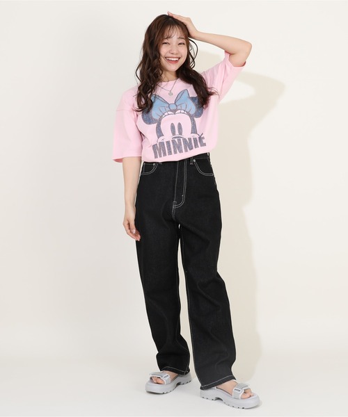 Disney(ディズニー)の「親子お揃い ディズニー デニム貼付風Tシャツ 9466A(Tシャツ/カットソー・レディース・ライトイエロー/ベビーピンク/ホワイト系1/ホワイト系2・S/M/L/XL)」の21枚目の写真