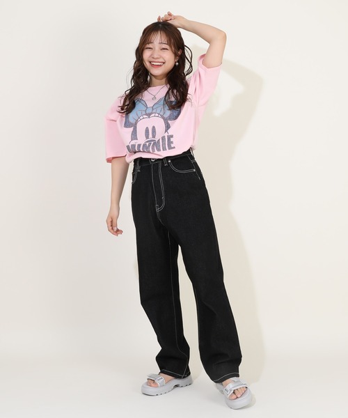Disney(ディズニー)の「親子お揃い ディズニー デニム貼付風Tシャツ 9466A(Tシャツ/カットソー・レディース・ライトイエロー/ベビーピンク/ホワイト系1/ホワイト系2・S/M/L/XL)」の22枚目の写真