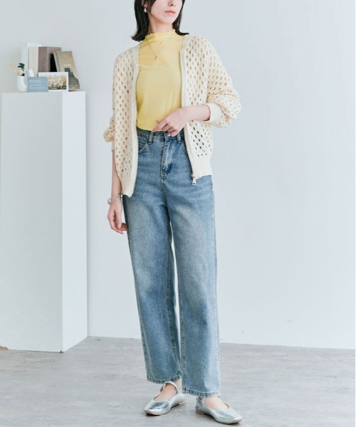 kirakiraShop（キラキラショップ）の「さらっと透けて、なめらかにフィットする。11色 シアー メッシュ 半袖 トップス トッド（Tシャツ/カットソー・レディース・ブラック/オフホワイト/グレー/カーキ/ホワイト系/グリーン系/ブルー系/イエロー系/イエロー系1/ライトパープル/クリーム・M/L/XL）」の15枚目の写真