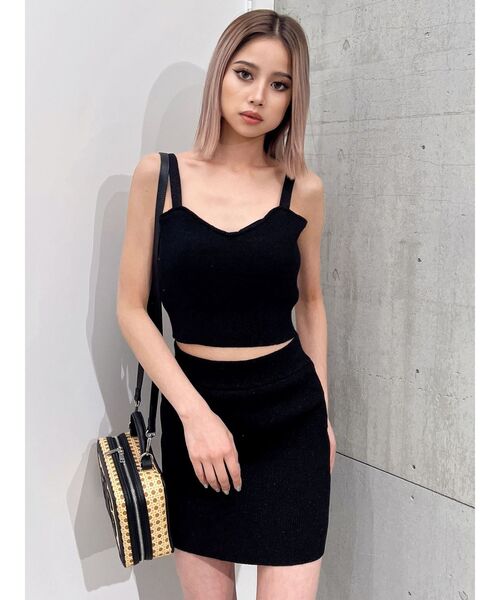 GYDA（ジェイダ）の「シャイニーリブニットビスチェ（キャミソール・レディース・グレー/ブラック・FREE）」の2枚目の写真