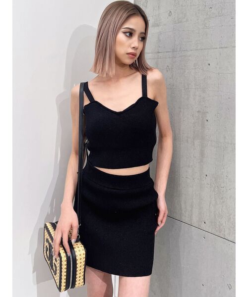 GYDA（ジェイダ）の「シャイニーリブニットビスチェ（キャミソール・レディース・グレー/ブラック・FREE）」の18枚目の写真