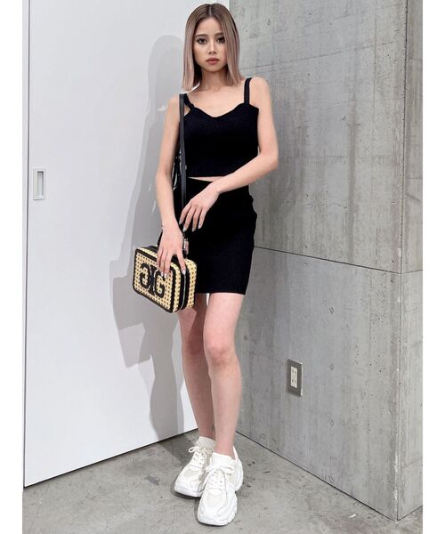 GYDA（ジェイダ）の「シャイニーリブニットビスチェ（キャミソール・レディース・グレー/ブラック・FREE）」の22枚目の写真