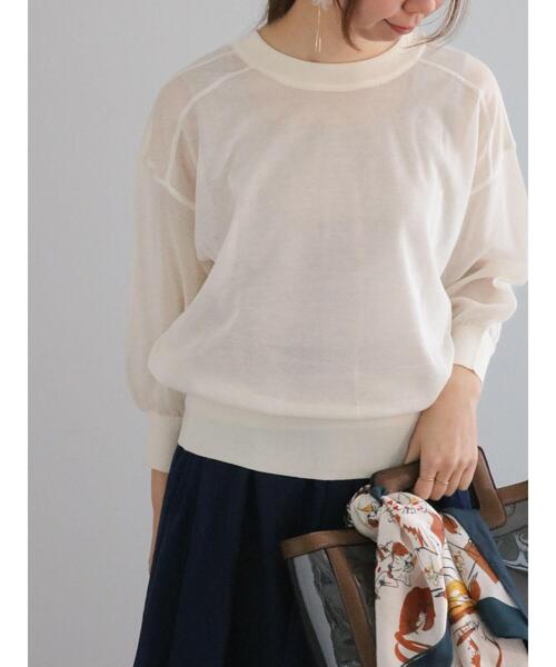 Te chichi（テチチ）の「前後2WAYクルーネックシアーカーディガン（カーディガン/ボレロ・レディース・グリーン/オレンジ/オフホワイト/グレー・F）」の2枚目の写真