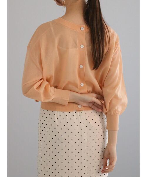 Te chichi（テチチ）の「前後2WAYクルーネックシアーカーディガン（カーディガン/ボレロ・レディース・グリーン/オレンジ/オフホワイト/グレー・F）」の4枚目の写真