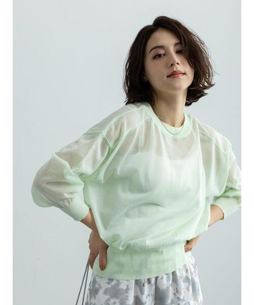 Te chichi（テチチ）の「前後2WAYクルーネックシアーカーディガン（カーディガン/ボレロ・レディース・グリーン/オレンジ/オフホワイト/グレー・F）」の3枚目の写真