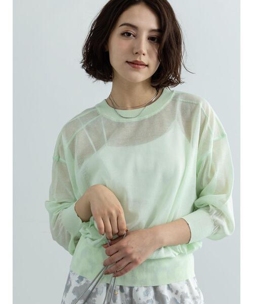 Te chichi（テチチ）の「前後2WAYクルーネックシアーカーディガン（カーディガン/ボレロ・レディース・グリーン/オレンジ/オフホワイト/グレー・F）」の15枚目の写真