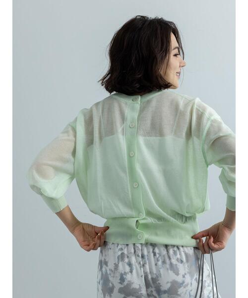 Te chichi（テチチ）の「前後2WAYクルーネックシアーカーディガン（カーディガン/ボレロ・レディース・グリーン/オレンジ/オフホワイト/グレー・F）」の16枚目の写真