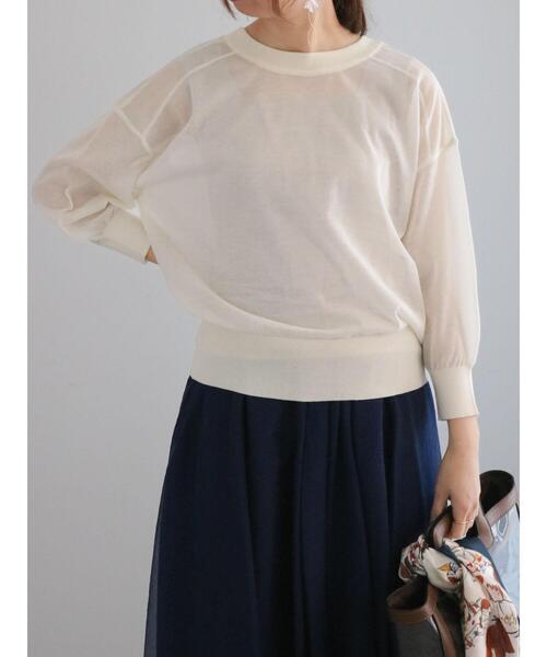 Te chichi（テチチ）の「前後2WAYクルーネックシアーカーディガン（カーディガン/ボレロ・レディース・グリーン/オレンジ/オフホワイト/グレー・F）」の10枚目の写真