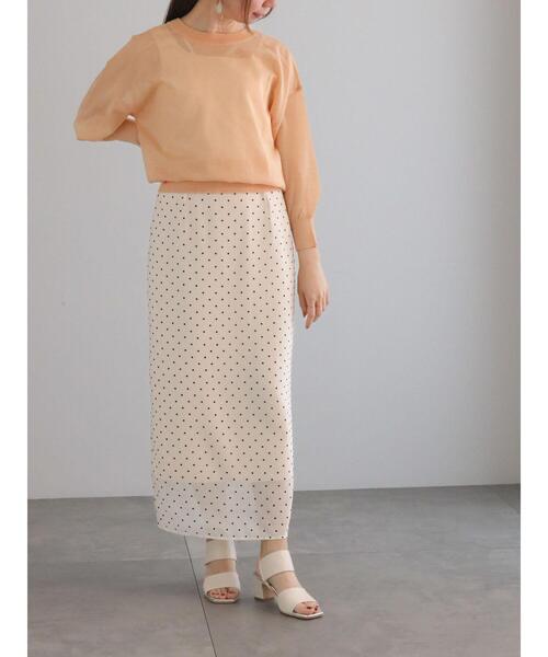 Te chichi（テチチ）の「前後2WAYクルーネックシアーカーディガン（カーディガン/ボレロ・レディース・グリーン/オレンジ/オフホワイト/グレー・F）」の8枚目の写真