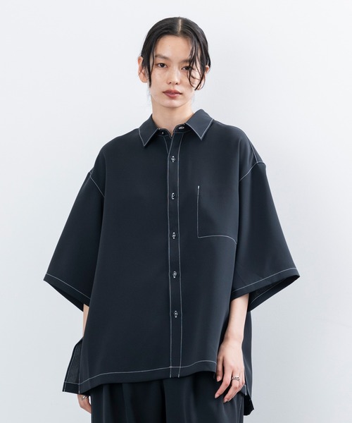 JUNRED（ジュンレッド）の「【 セットアップ対応 】ステッチワークレギュラーカラールーズシャツ（シャツ/ブラウス・メンズ・ブラック/オリーブ/ライトグレー・L/M/S）」の11枚目の写真