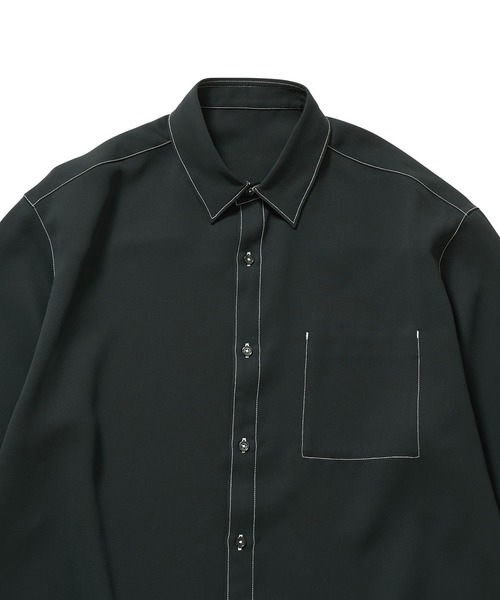 JUNRED（ジュンレッド）の「【 セットアップ対応 】ステッチワークレギュラーカラールーズシャツ（シャツ/ブラウス・メンズ・ブラック/オリーブ/ライトグレー・L/M/S）」の17枚目の写真