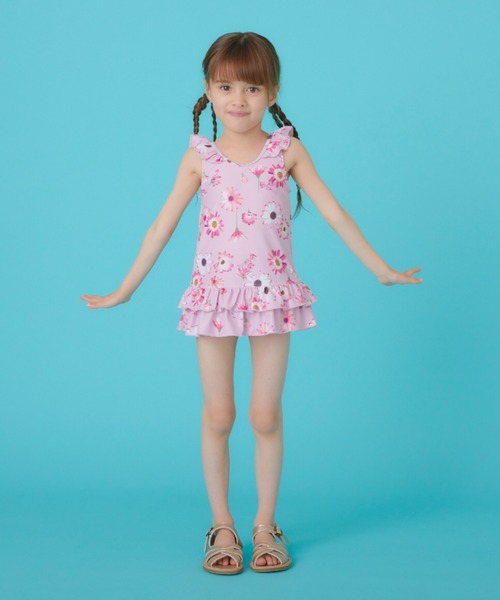 HAKKA KIDS（ハッカキッズ）の「[水着･スイム]サイネリア/アジサイフランボワーズプリントワンピース（スイムグッズ・キッズ・ピンク/パープル・S/M）」の6枚目の写真