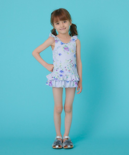 HAKKA KIDS（ハッカキッズ）の「[水着･スイム]サイネリア/アジサイフランボワーズプリントワンピース（スイムグッズ・キッズ・ピンク/パープル・S/M）」の10枚目の写真