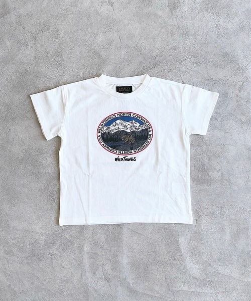 WILD THINGS(ワイルドシングス)の「【WILD THINGS】別注プリントTee(90~150cm)(Tシャツ/カットソー・キッズ・パープル/ブラック/オフホワイト・90/100/110/120/130/140/150)」の2枚目の写真