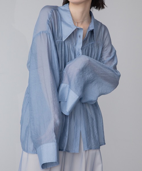 VACANCY(ヴァカンシー)の「シャーリングシアーシャツ(シャツ/ブラウス・レディース・イエロー/ブルー・FREE)」の9枚目の写真